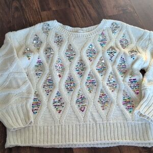 &Merci Sequin Embellished Cream Sweater
